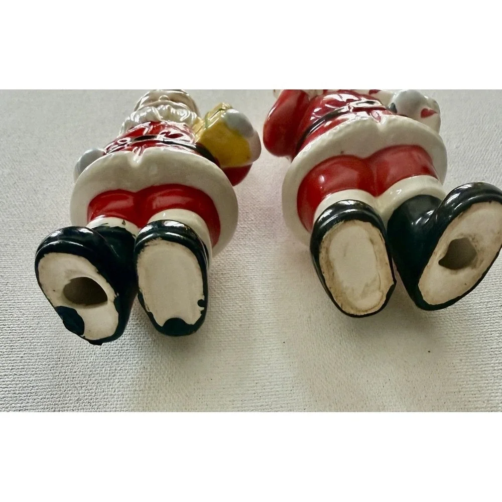 Vintage 1950s Made in Japan Santa Salt & Pepper Shakers Ceramic Christmas Pair